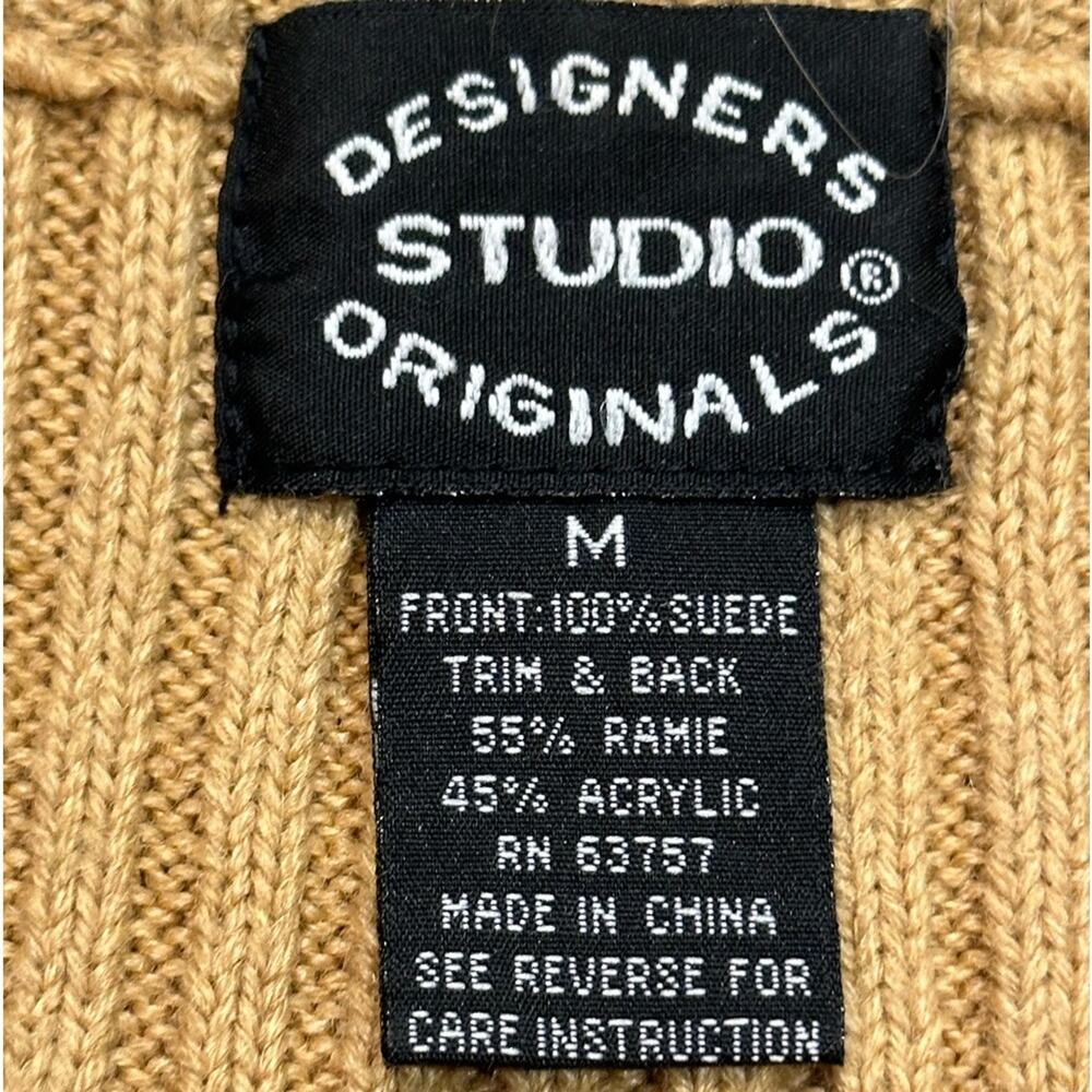 Designer Studio Originals Women’s Size Medium Suede and Cableknit Sweater Vest - Picture 3 of 5